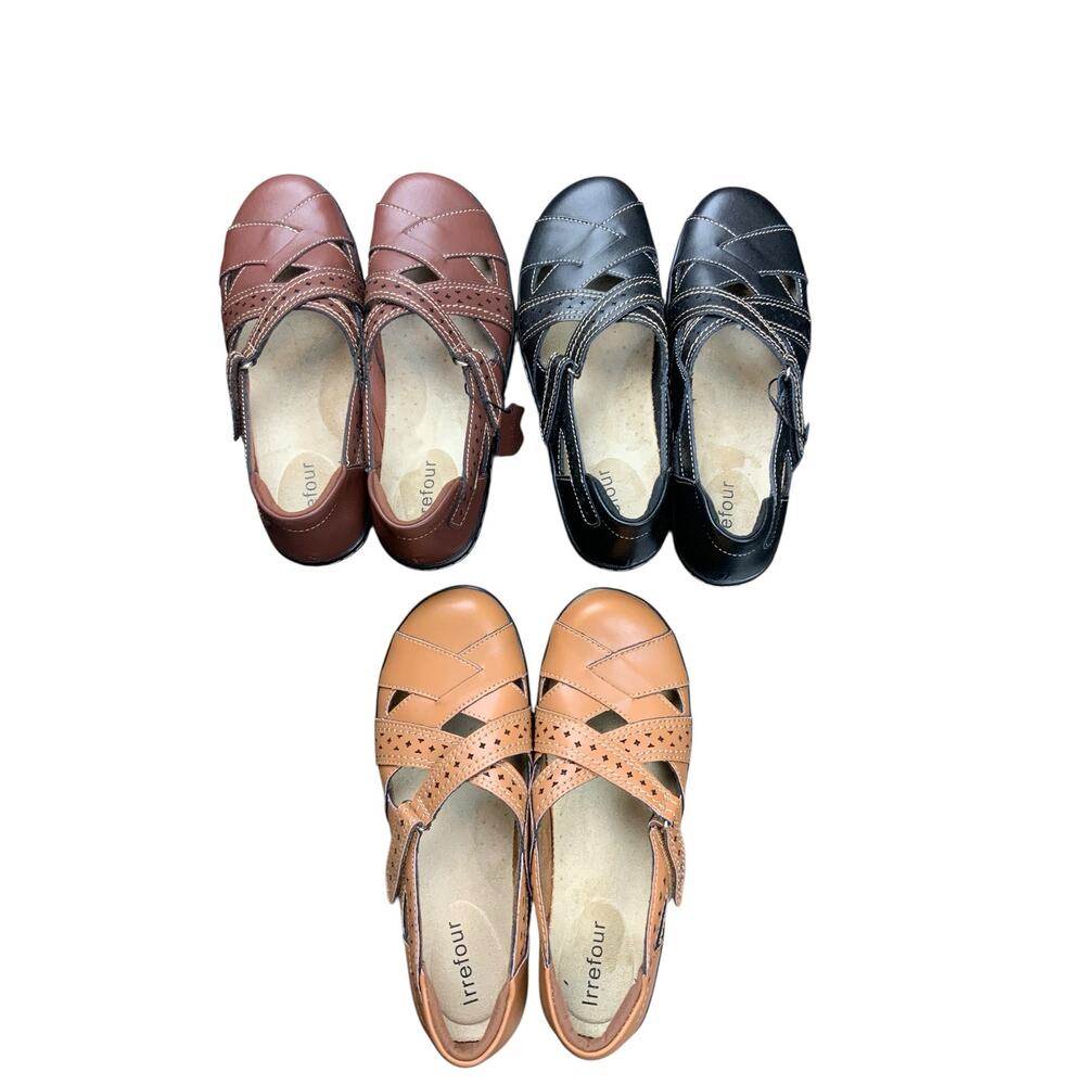 Irrefour Women’s Comfort Mary Jane Shoes Lot Brown Black Tan Size 7-7.5 Leather